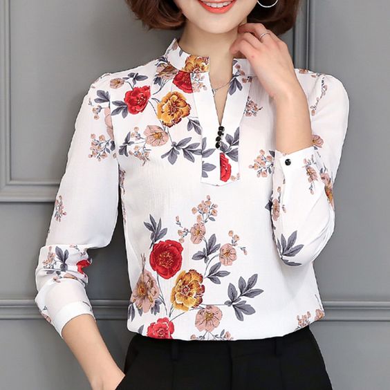 بلوزات شيفون 2018