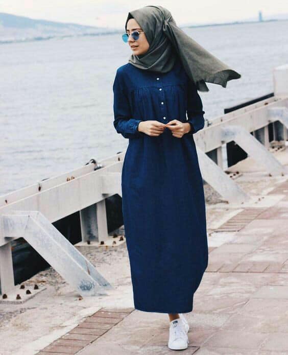 فساتين محجبات بألوان موضة 2018 للتفصيل 40 دريسات محجبات