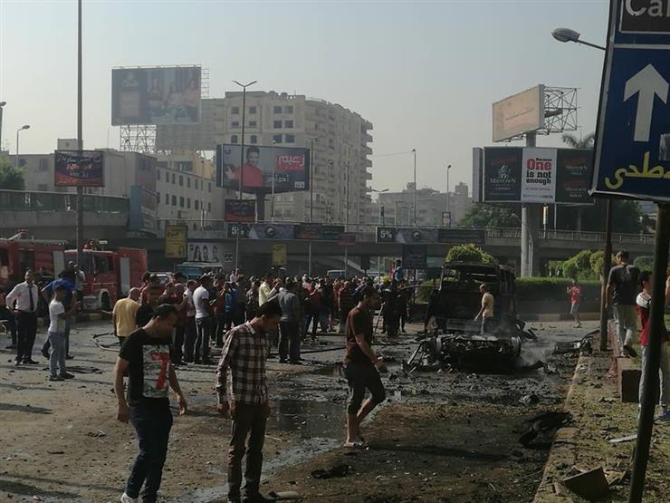 الصحة تكشف تفاصيل انفجار الدقي .. وإصابة 9 أشخاص 1 انفجار سيارة ملاكي بمطلع كوبري أكتوبر بالدقي