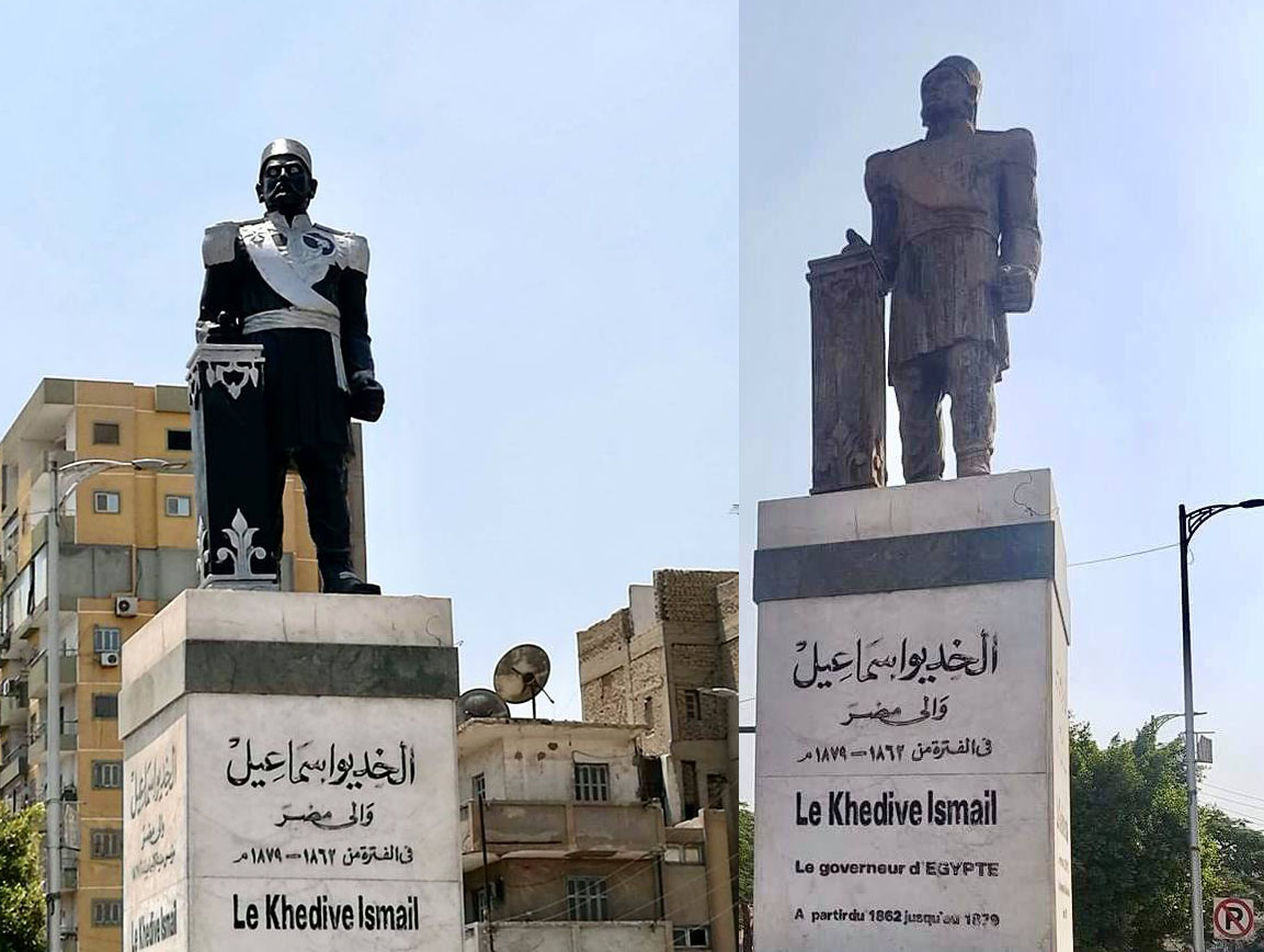 تجديد ودهان تمثال الخديوي إسماعيل يثير غضب رواد التواصل 1 دهان تمثال الخديوي إسماعيل يثير غضب رواد التواصل