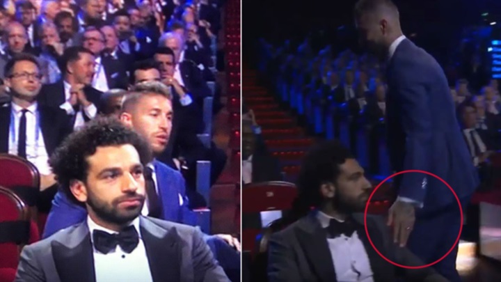 رد محمد صلاح على تحية راموس له خلال حفل الأفضل في أوروبا 1 رد محمد صلاح على تحية راموس