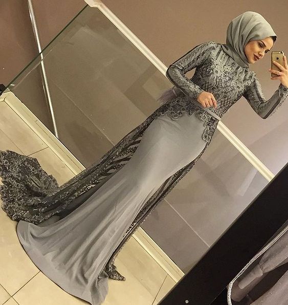 فساتين سواريه محجبات بسيطة 49 فساتين سواريه محجبات بسيطة رمادي