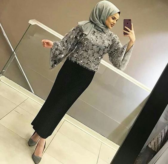 فساتين سواريه محجبات بسيطة 55 فساتين سواريه محجبات بسيطة رمادي