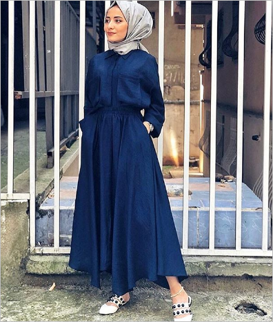 فساتين شتوية 2019 للمحجبات ..أفكار للتفصيل 26 فساتين شتوي 2019