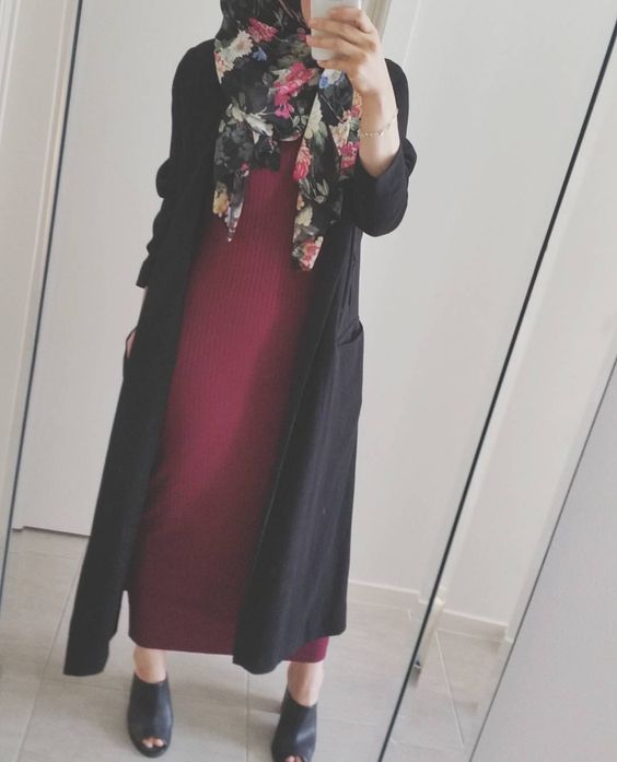 فساتين شتوية 2019 للمحجبات ..أفكار للتفصيل 45 فساتين شتوية للمحجبات