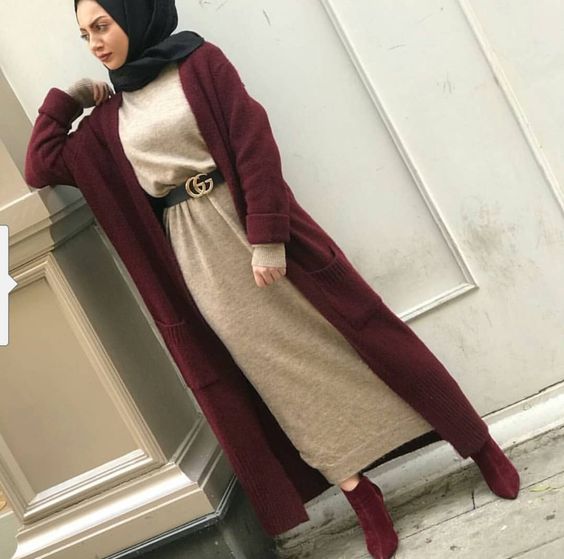 فساتين شتوية 2019 للمحجبات ..أفكار للتفصيل 40 فساتين شتوية للمحجبات