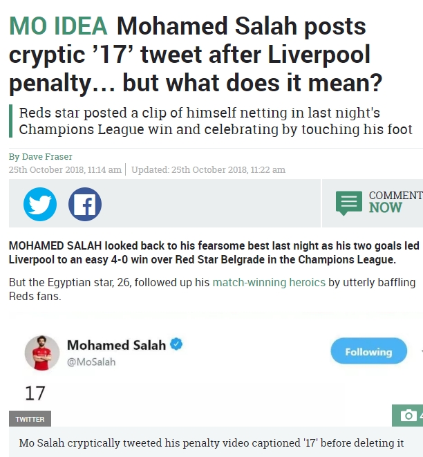 محمد صلاح يثير الجدل بتغريدة على «تويتر» قبل أن يحذفها 2 محمد صلاح يثير الجدل بتغريدة على «تويتر» قبل أن يحذفها