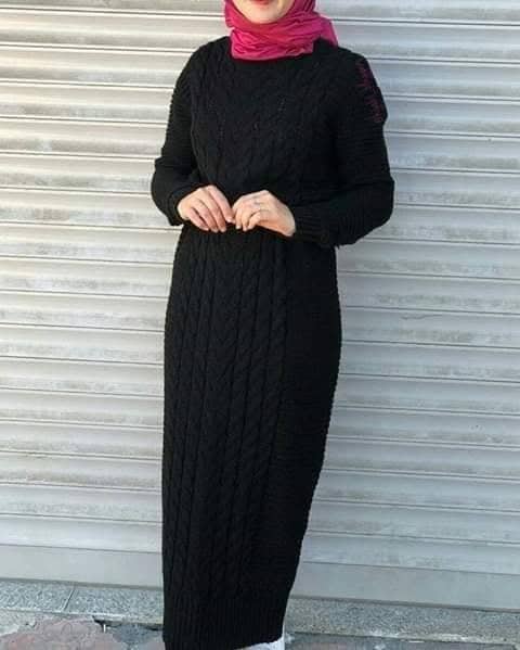 فساتين صوف موضة شتاء 2019 13 فستان أسود موضة شتاء