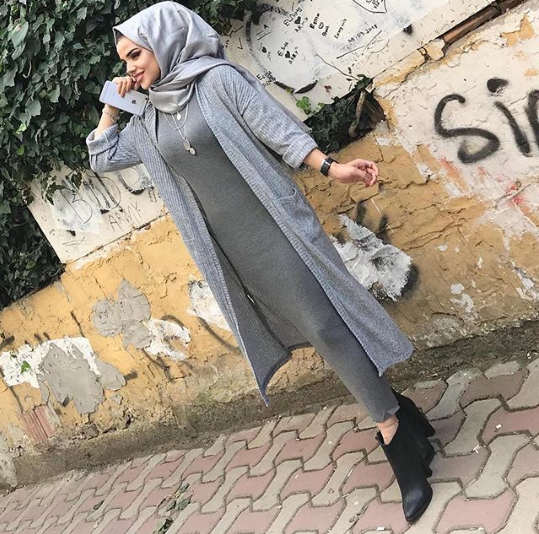 موديلات كارديجان للمحجبات موضة شتاء 2019 4 كارديجان رصاصي موضة شتاء 2019