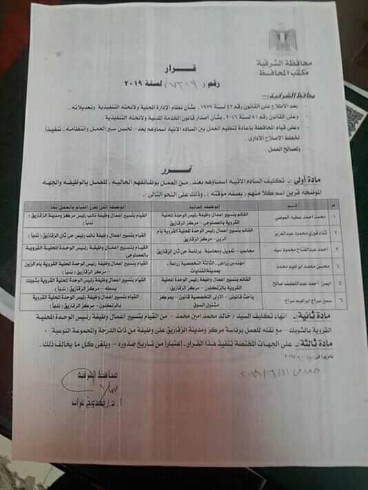محافظ الشرقية يصدر حركة تنقلات لرؤساء مراكز المدن 3 محافظ الشرقية يصدر حركة تنقلات لرؤساء مراكز المدن