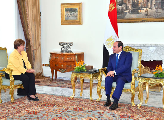 السيسي يلتقي مرشحة صندوق النقد الدولى 1 السيسي